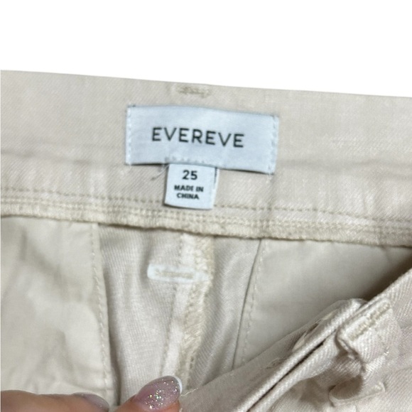 Evereve Womens 25 Beige Linen Blend High Rise Wide Leg Trousers - Picture 4 of 7